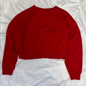 H & M Red Cropped Crewneck Sweater
